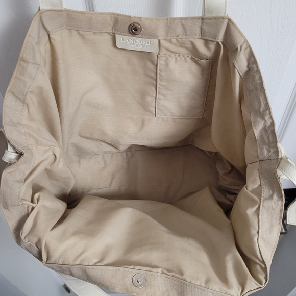 Lancome Linen Like Tote Bag With Faux Leather Straps - Picture 7 of 7